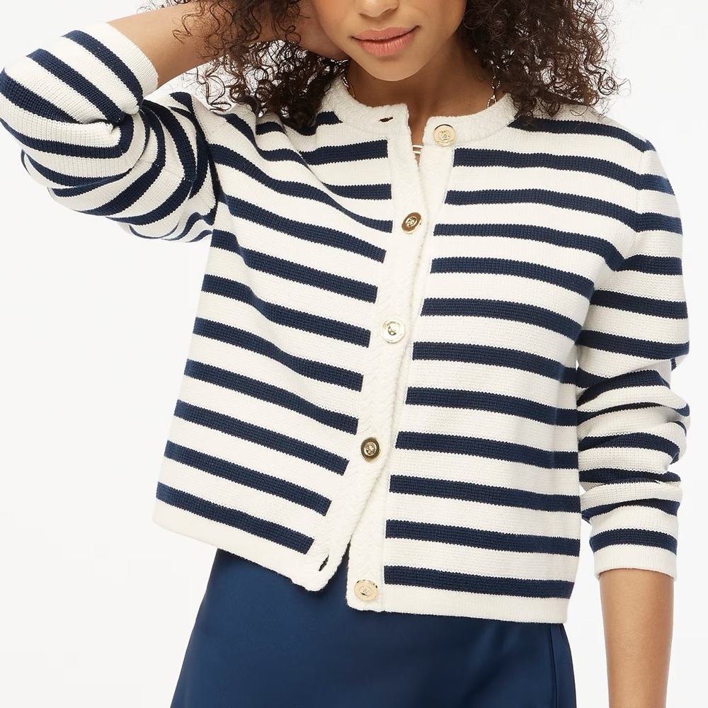 NWT | JCrew Striped cotton lady jacket cardigan sweater | Sz S - Picture 4 of 5